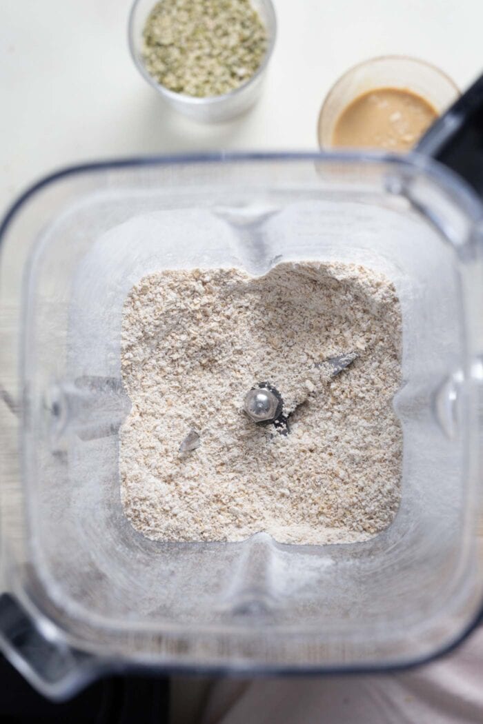 Blended oats in a food processor.