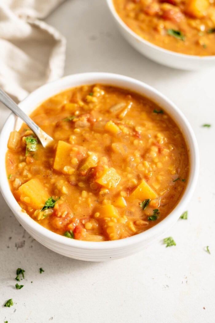 Healthy Vegan Butternut Squash Lentil Soup Recipe