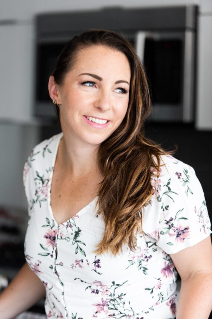 Deryn Macey from Running on Real Food in a floral shirt.